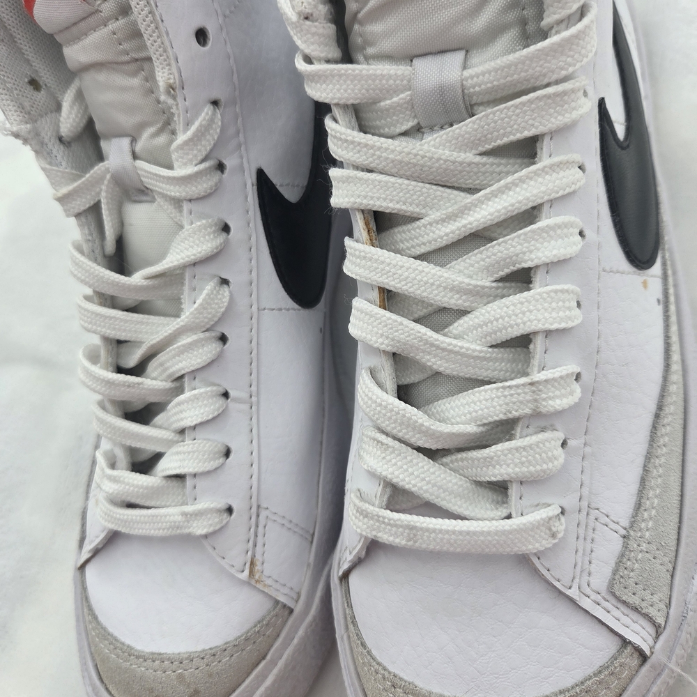 Nike Blazer Mid White Black Leather High Top Sneakers Youth‎ 6Y Unisex - Picture 7 of 11